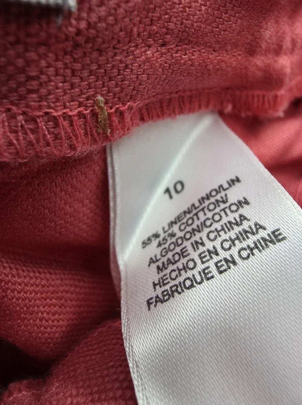 Emma James Liz Claiborne Red Linen Cotton Belted Cropped Pants Size 10